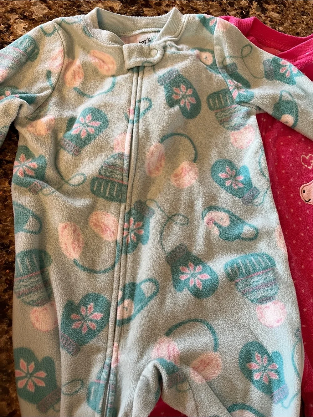 Carter’s Girl’s Fleece Footed Sleeper Pajamas Lot, 12 Months
